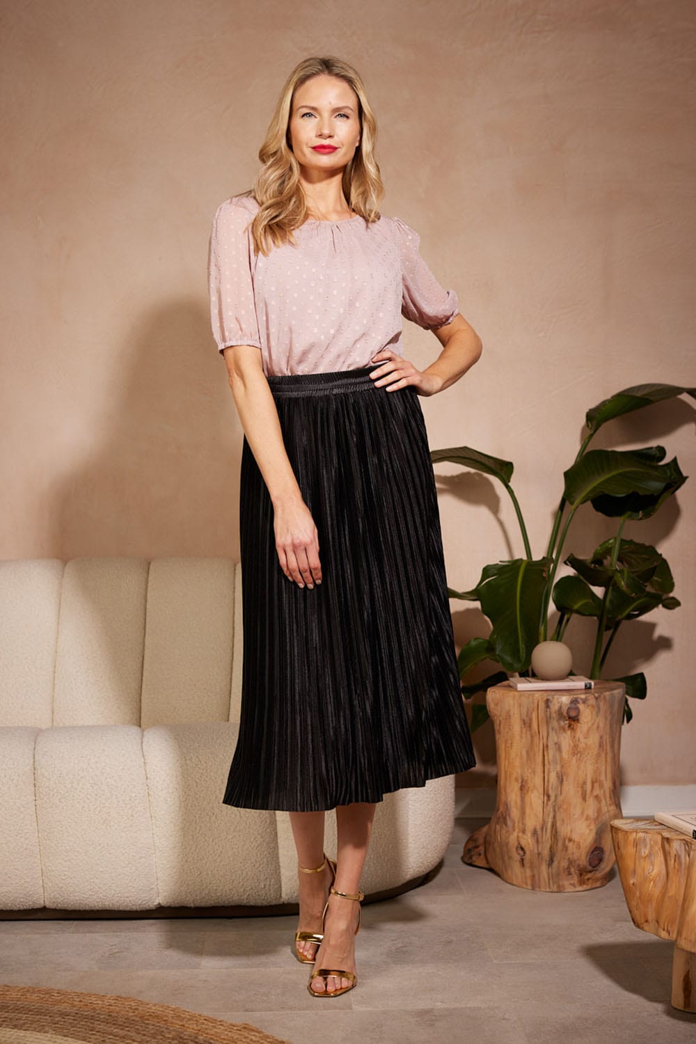 Pink | Polka Dot Chiffon Blouse