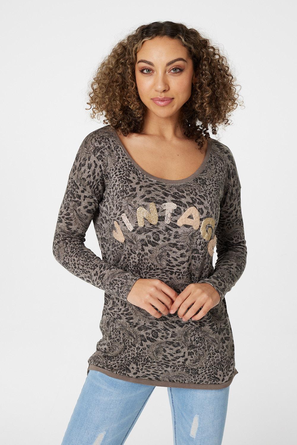 Brown | Vintage Animal Print T-Shirt