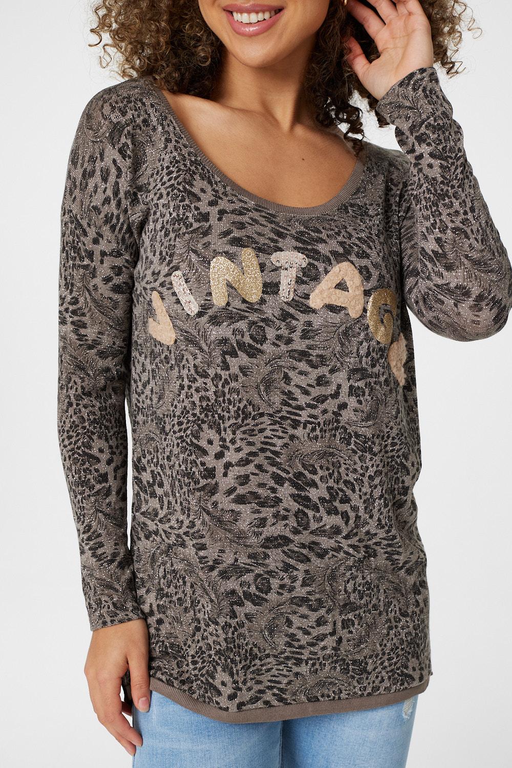 Brown | Vintage Animal Print T-Shirt