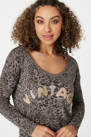 Brown | Vintage Animal Print T-Shirt