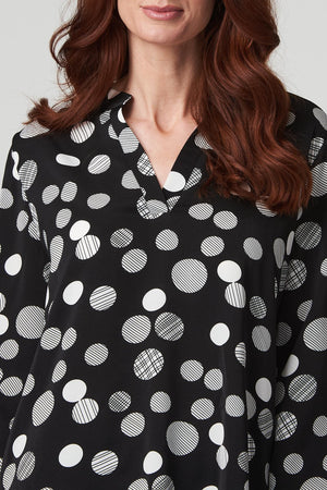 Black And White | Polka Dot Collarless Shirt