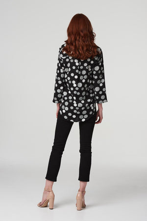 Black And White | Polka Dot Collarless Shirt