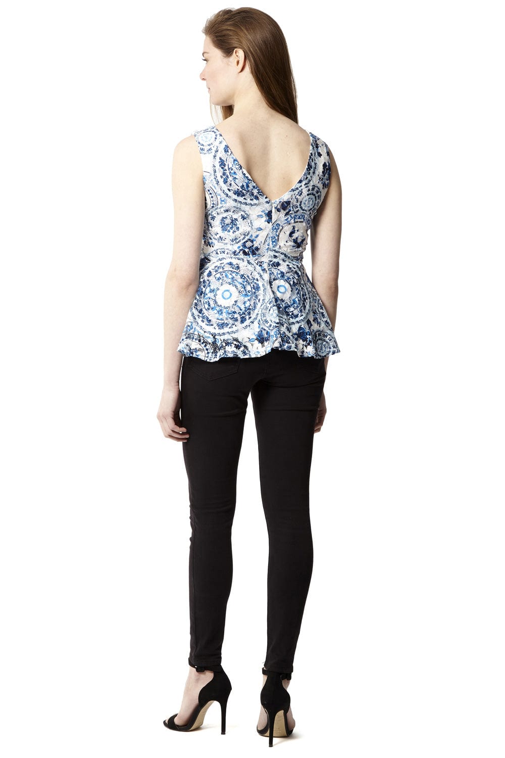 Blue | Baroque Peplum Top