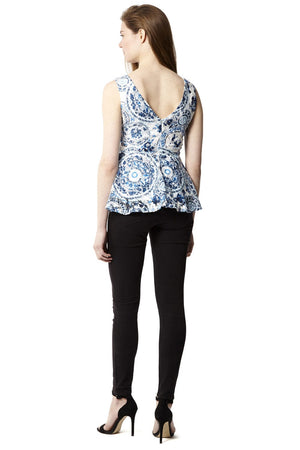 Blue | Baroque Peplum Top