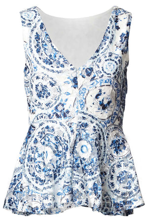 Blue | Baroque Peplum Top