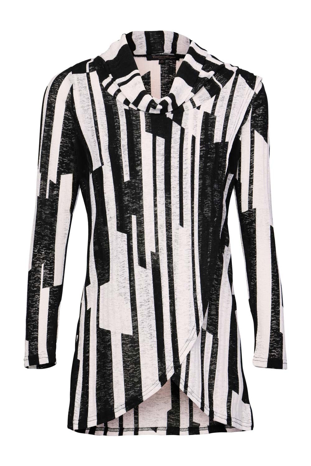 Black | Striped Roll Neck Top