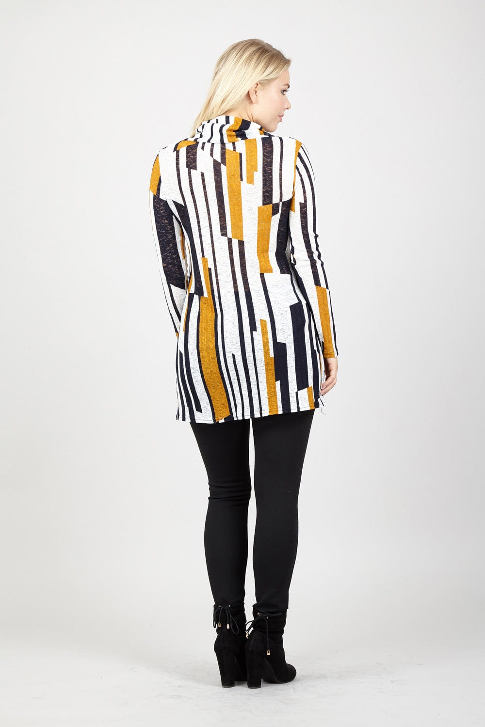Mustard | Striped Roll Neck Top