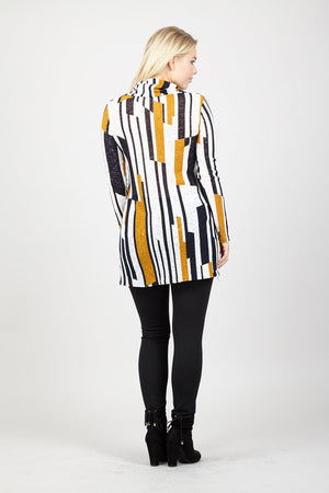 Mustard | Striped Roll Neck Top