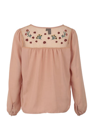 Beige | Embroidered Folk Top