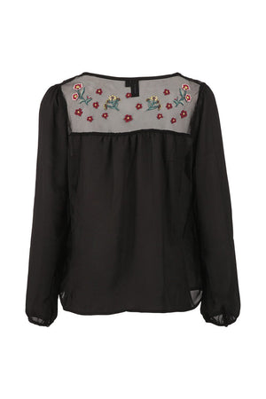Black | Embroidered Folk Top