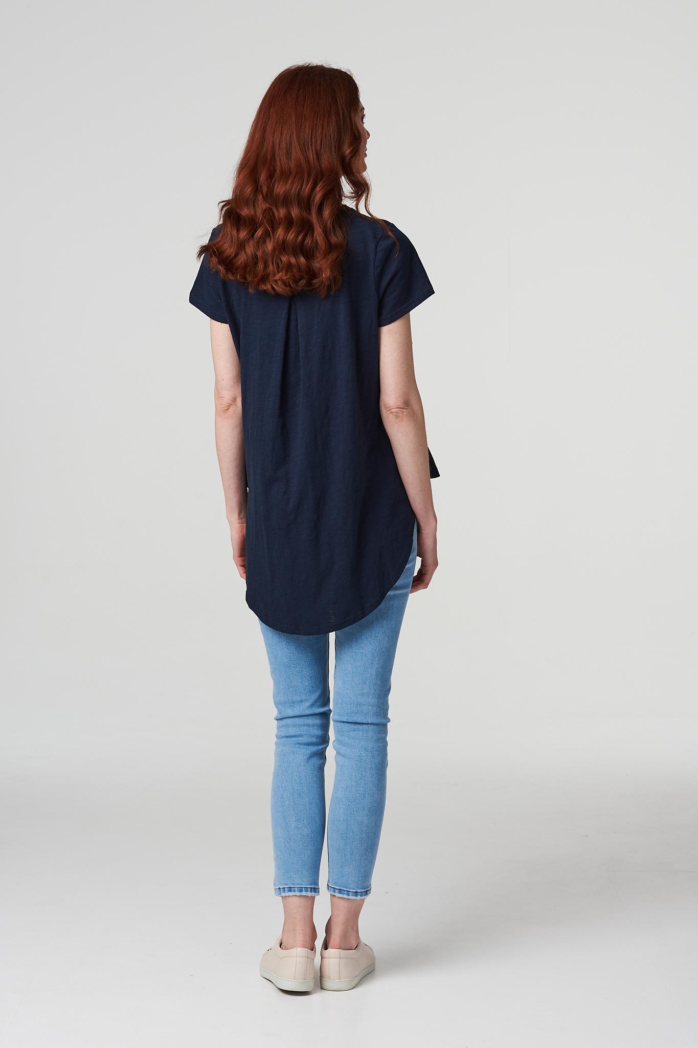Navy | Graphic Star Print Cotton T-Shirt