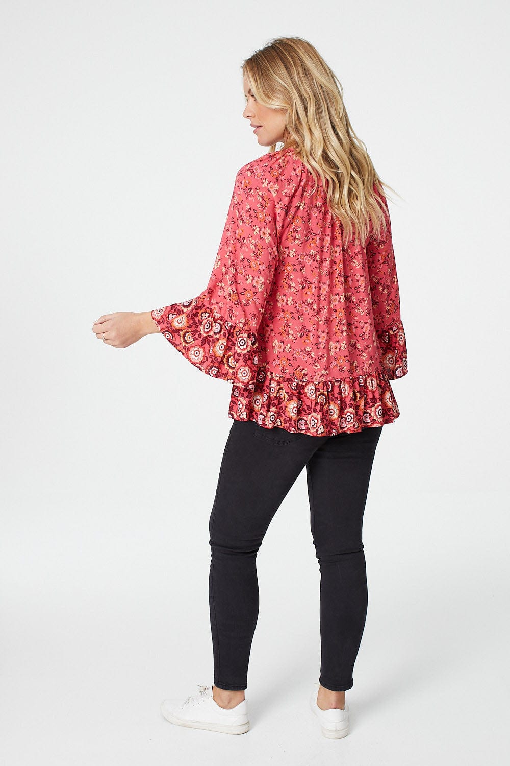 Floral Long Sleeve Smock Blouse