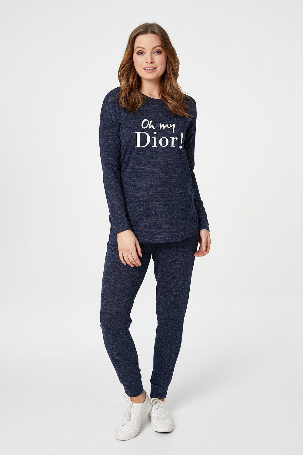 Navy | Long Sleeve Logo Print Lounge Set