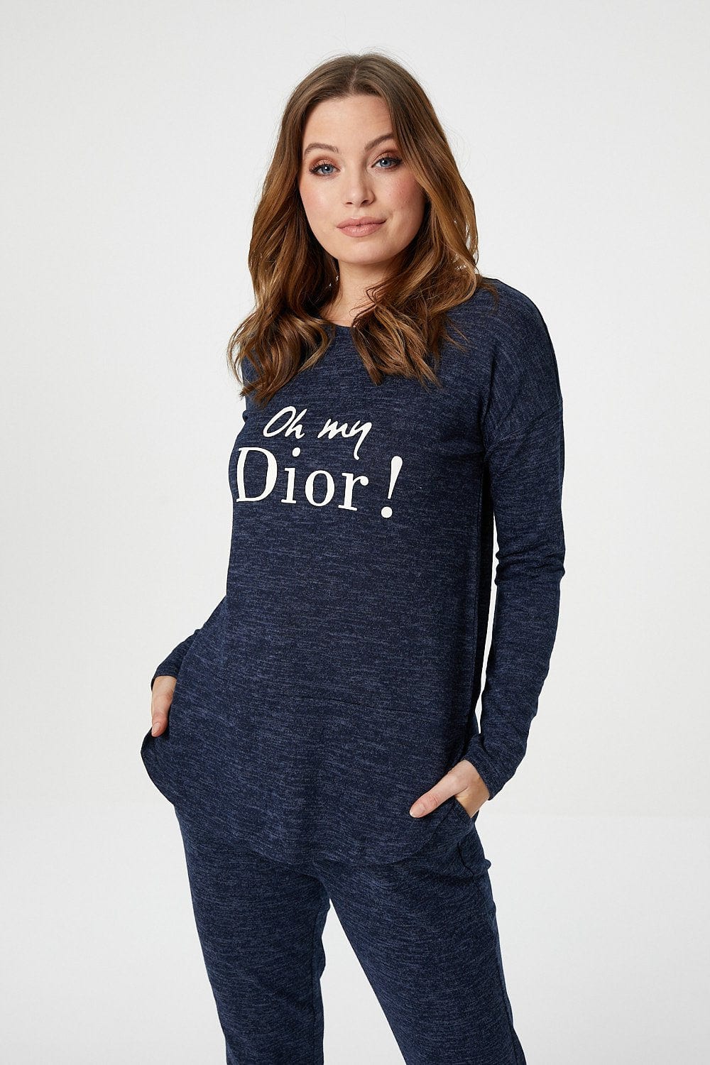 Navy | Long Sleeve Logo Print Lounge Set