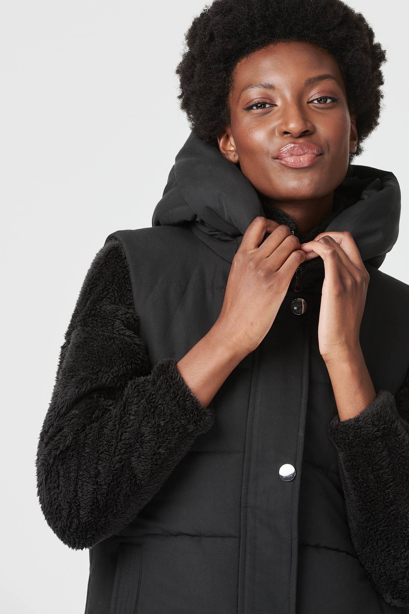Black | Longline Quilted Hooded Gilet Vest