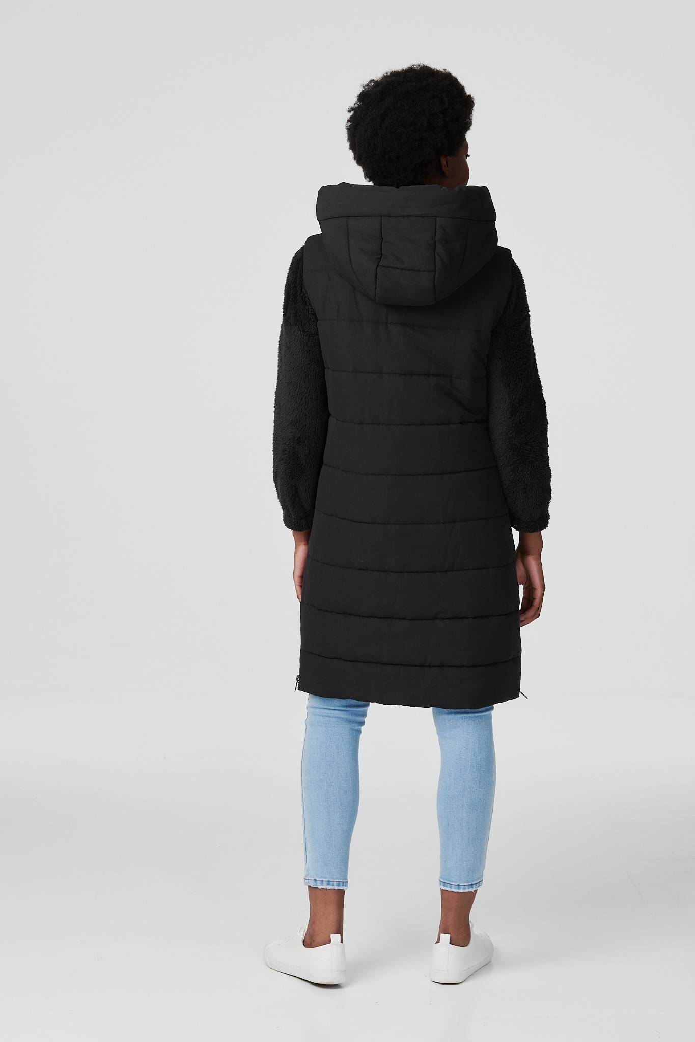 Black | Longline Quilted Hooded Gilet Vest