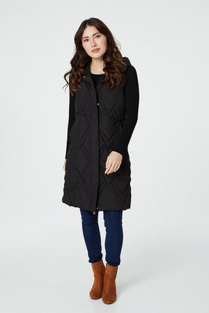 Black | Quilted Hooded Gilet Vest