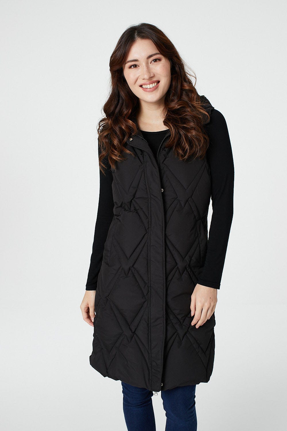 Black | Quilted Hooded Gilet Vest