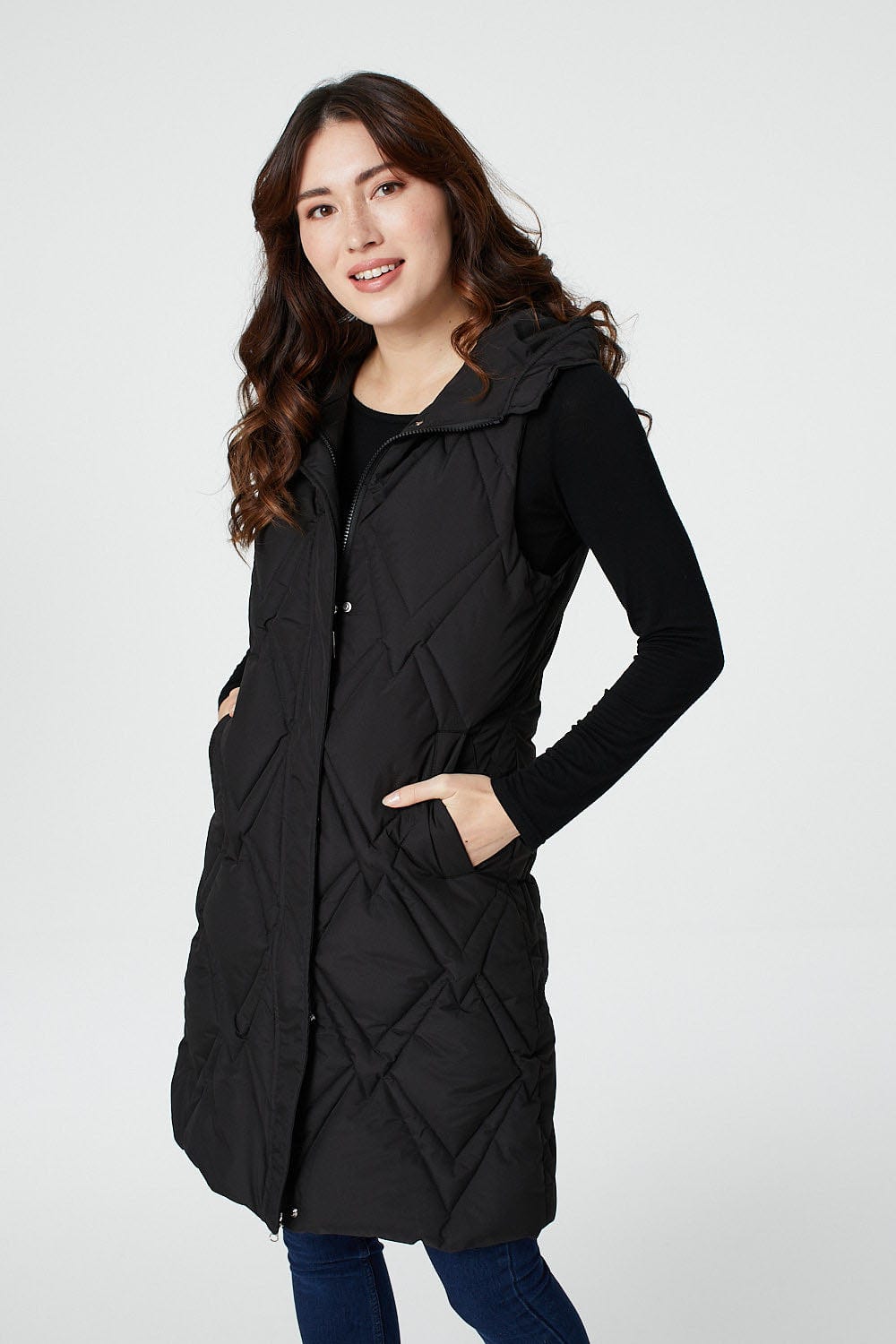Black | Quilted Hooded Gilet Vest