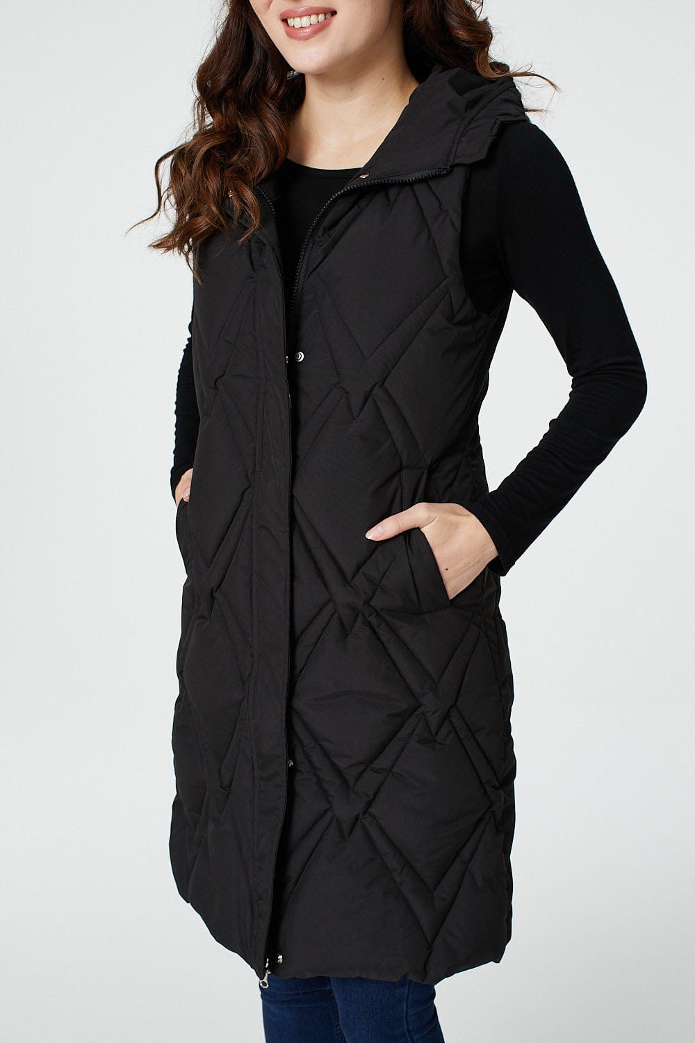 Black | Quilted Hooded Gilet Vest