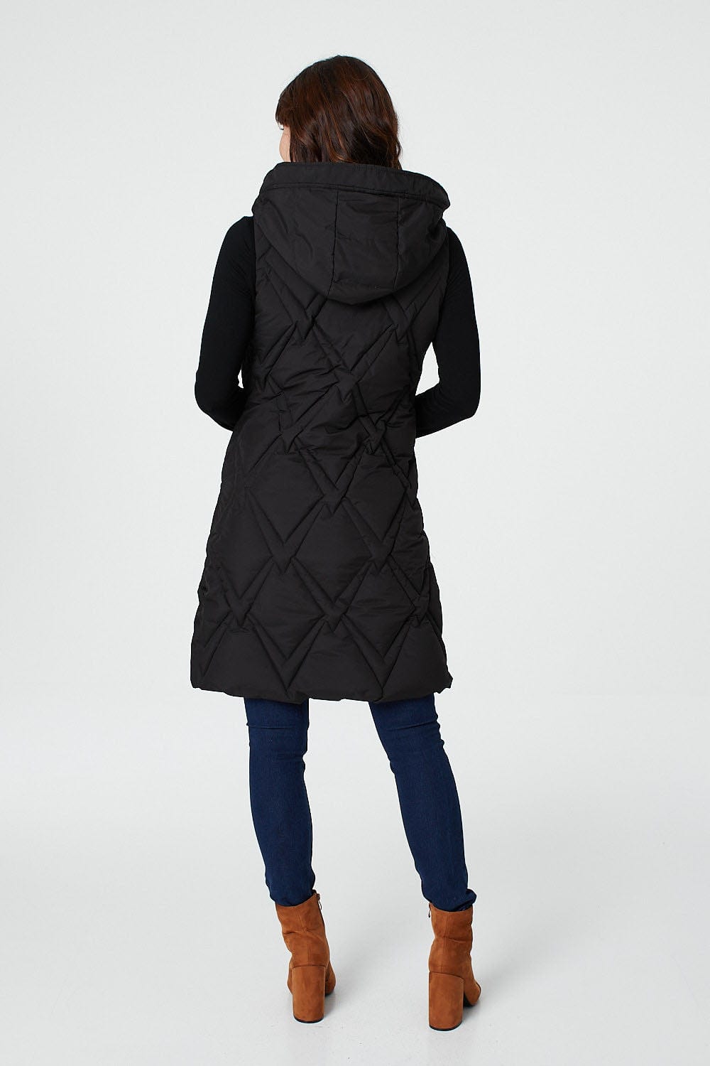 Black | Quilted Hooded Gilet Vest