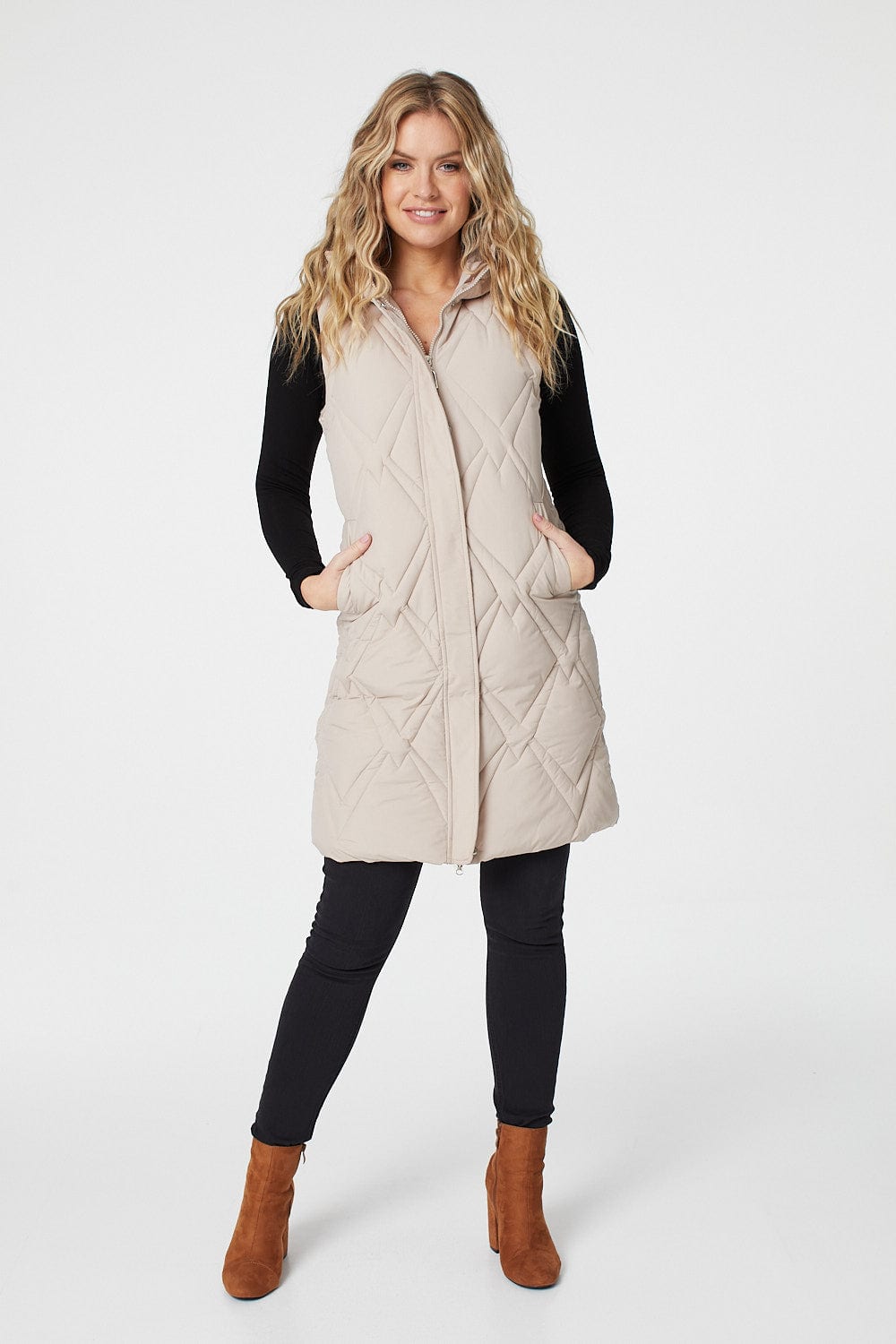 Cream | Quilted Hooded Gilet Vest