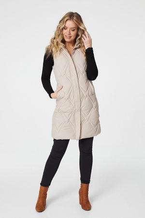 Cream | Quilted Hooded Gilet Vest
