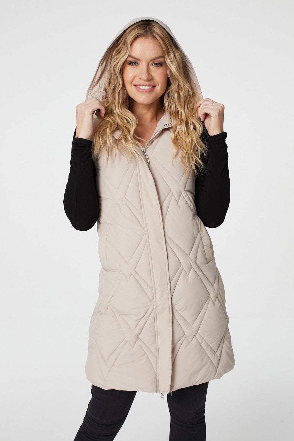 Cream | Quilted Hooded Gilet Vest