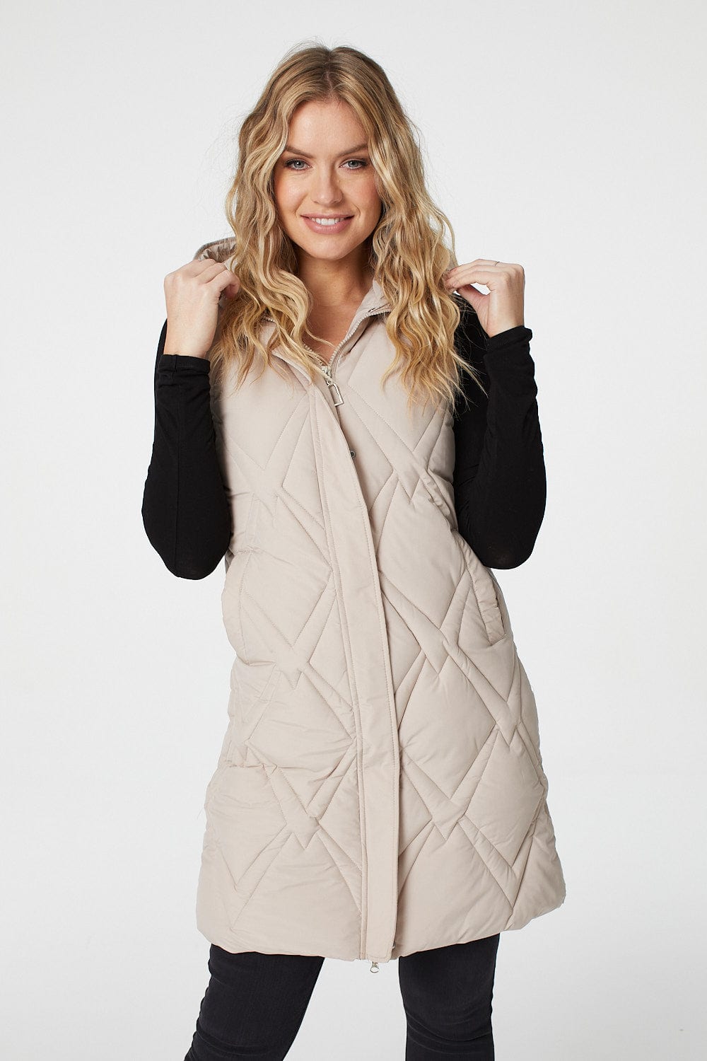 Cream | Quilted Hooded Gilet Vest