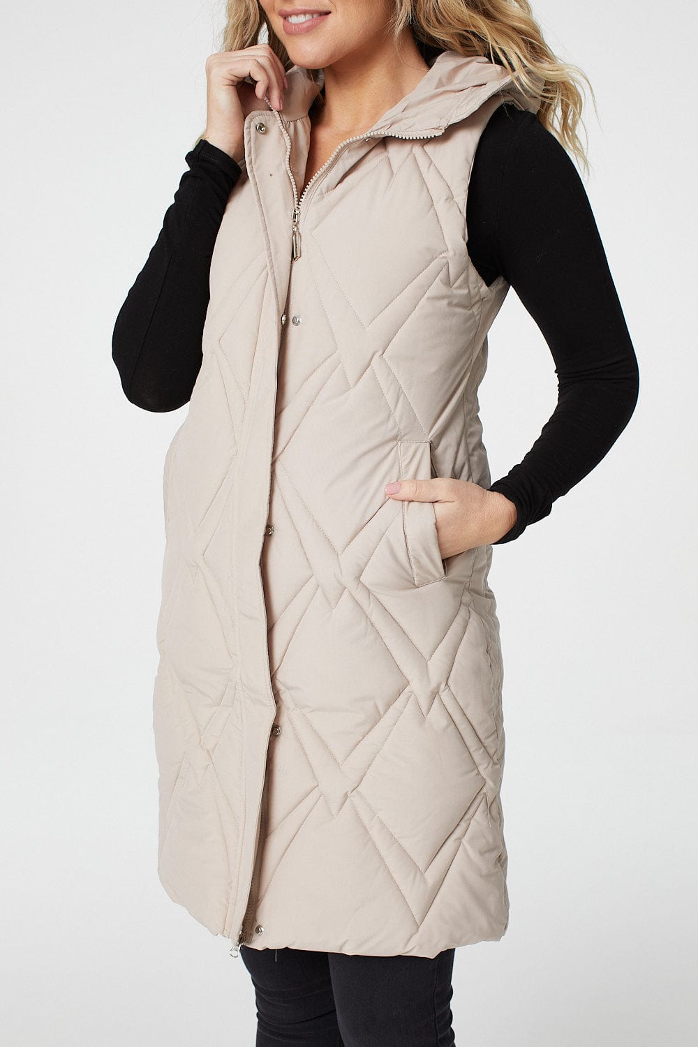 Cream | Quilted Hooded Gilet Vest