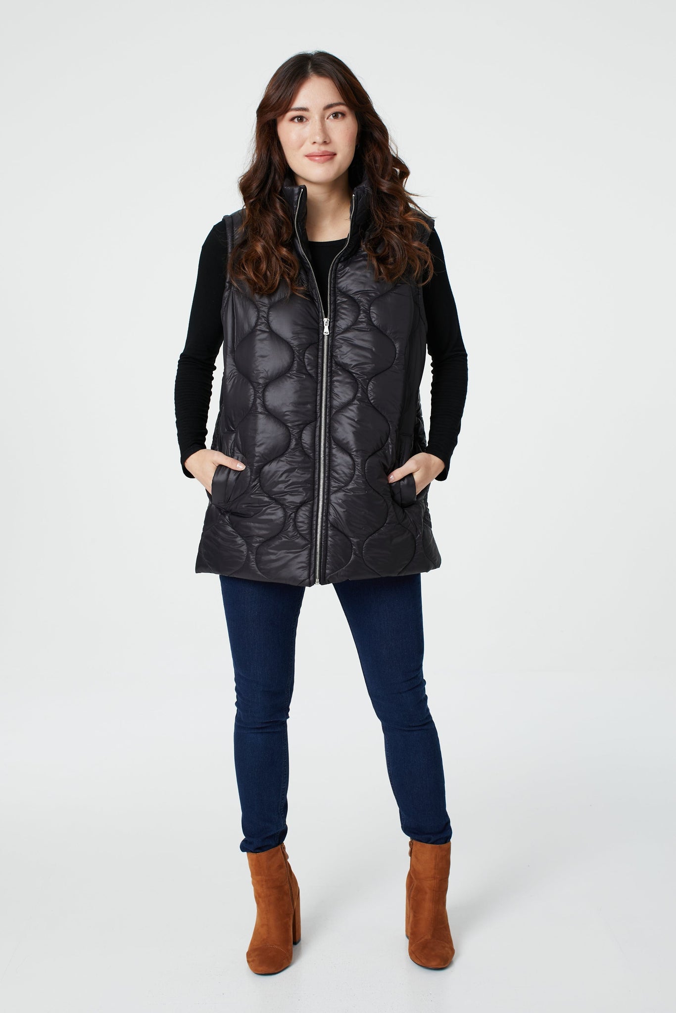 Black | Quilted Sleeveless Gilet Vest