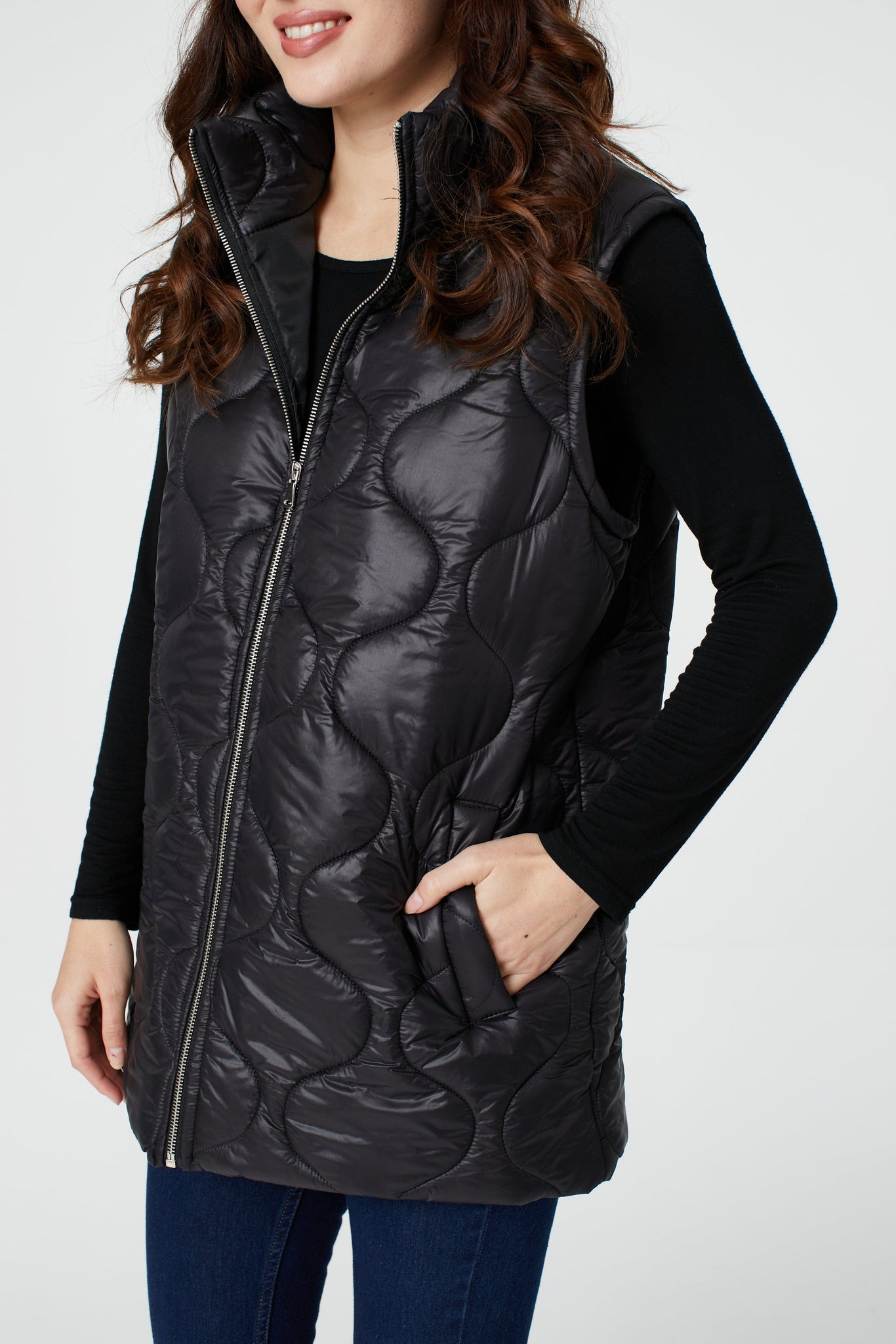 Black | Quilted Sleeveless Gilet Vest