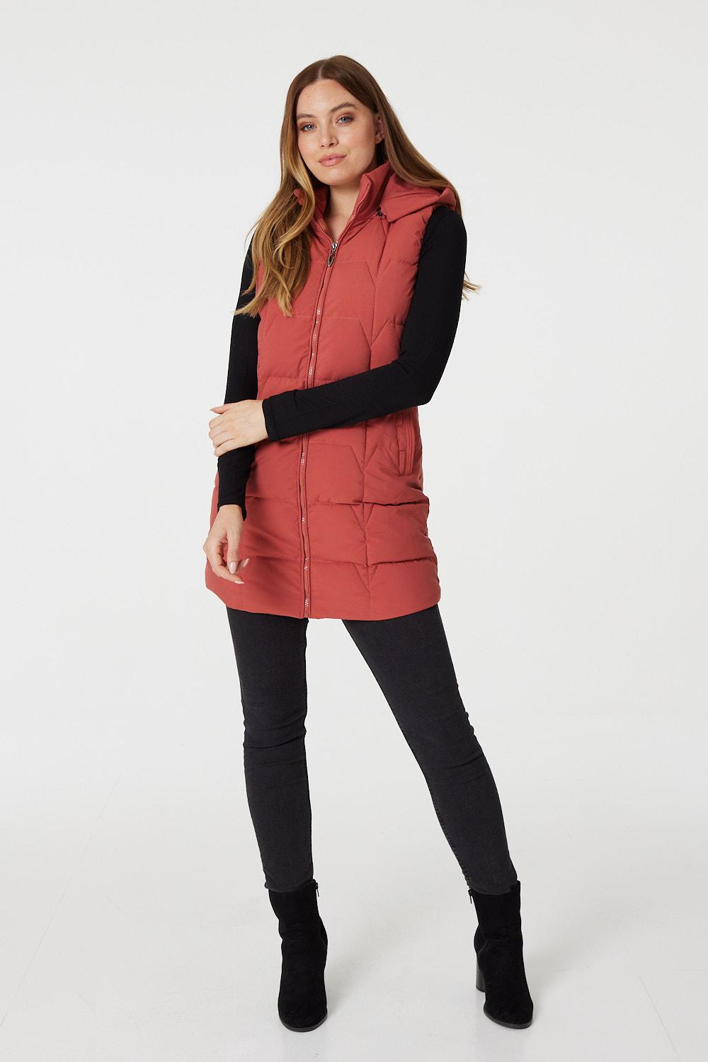 Rust | Padded Gilet Vest with Hood