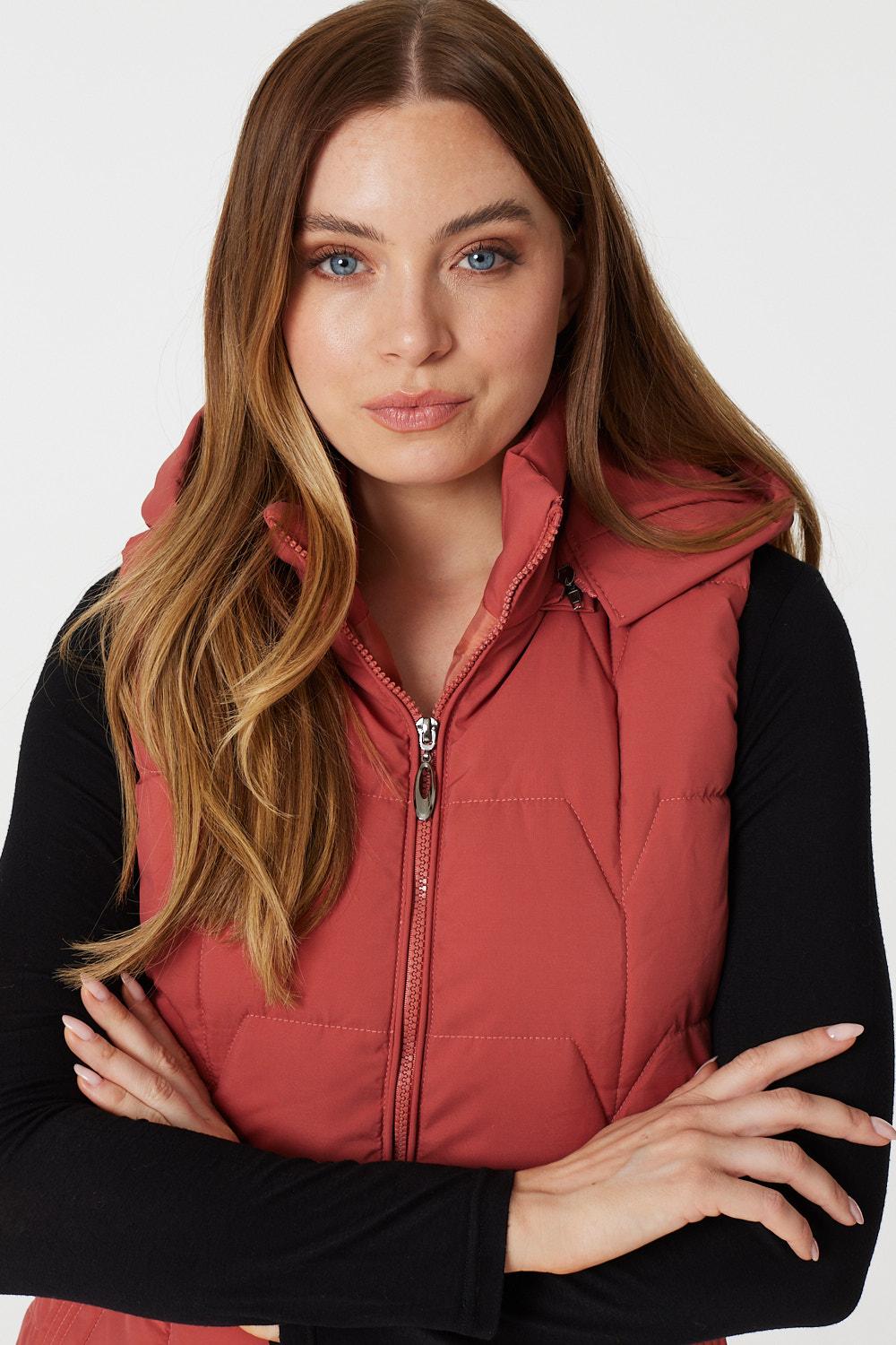 Rust | Padded Gilet Vest with Hood