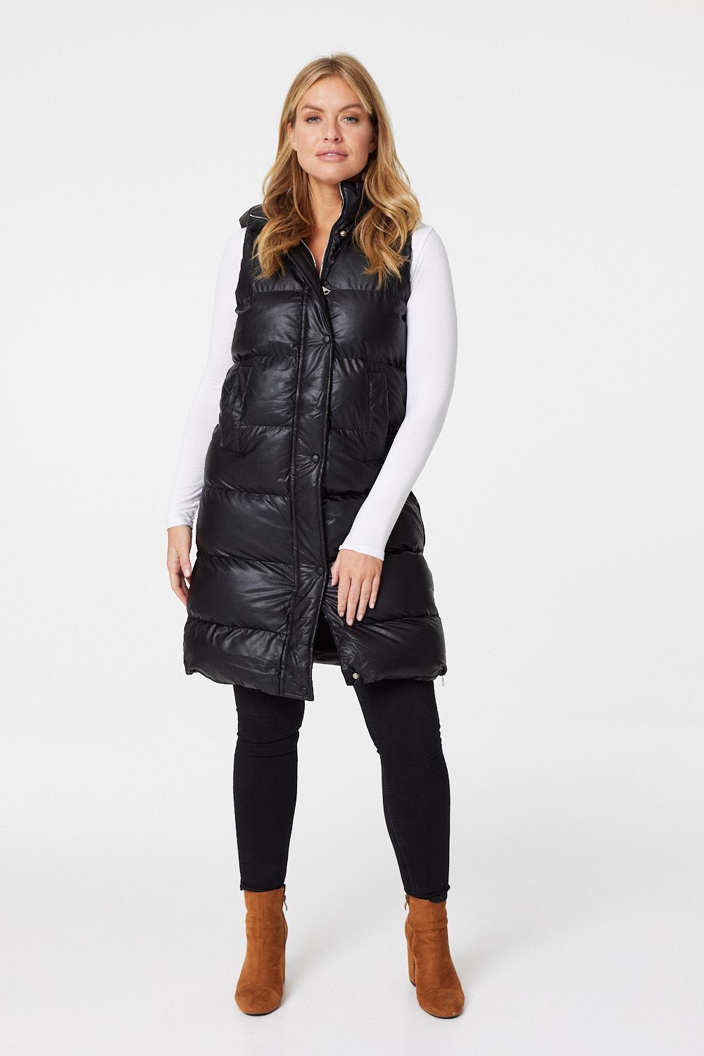 Black | Quilted Gilet Vest with Hood