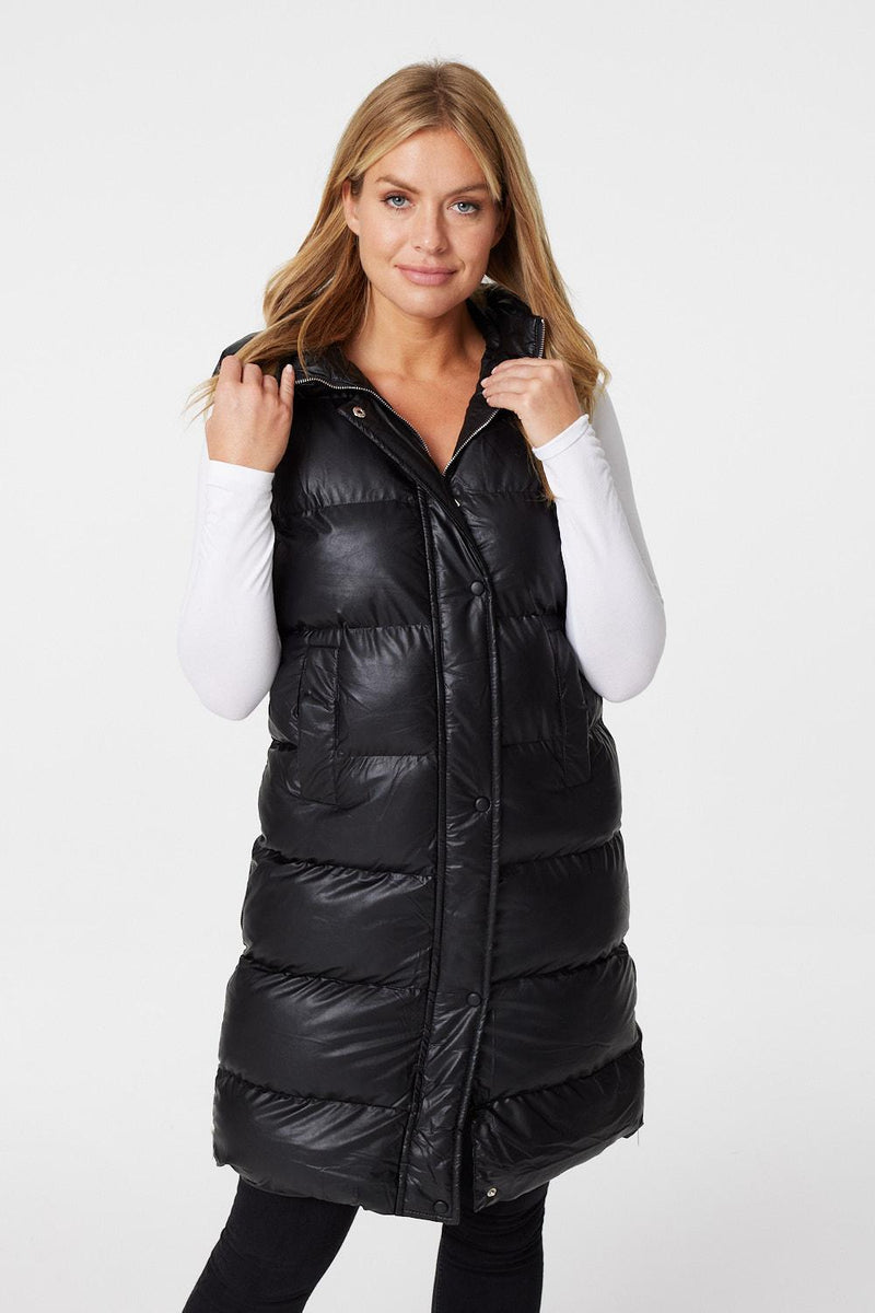 Black | Quilted Gilet Vest with Hood