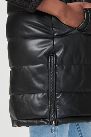 Black | Padded Zip Front Gilet with Hood