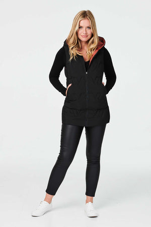 Black | Padded Reversible Gilet with Hood