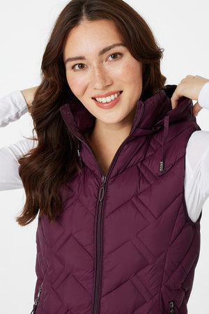 Burgundy | Quilted Long Zip Front Gilet