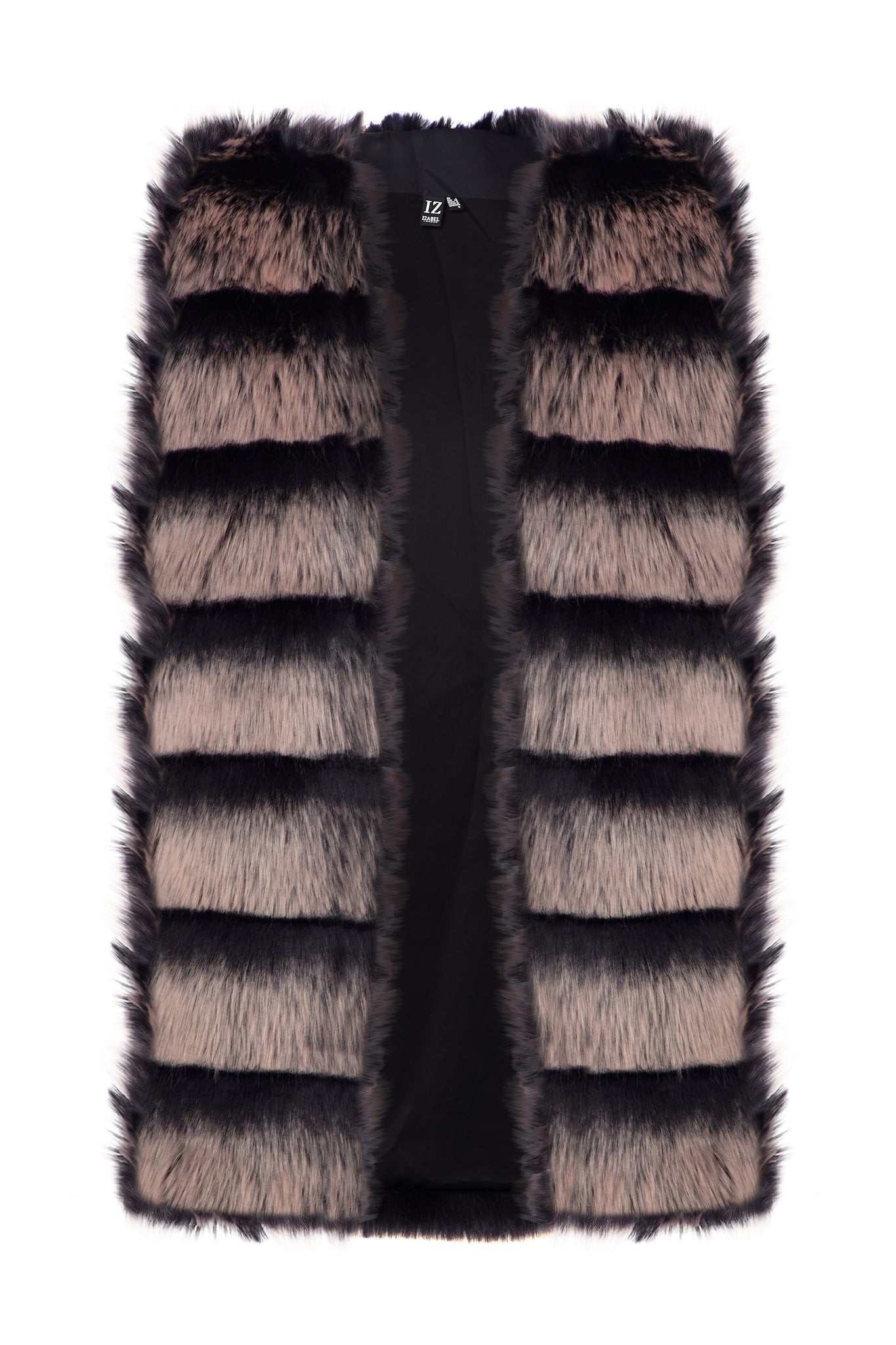 Black | Striped Faux Fur Gilet